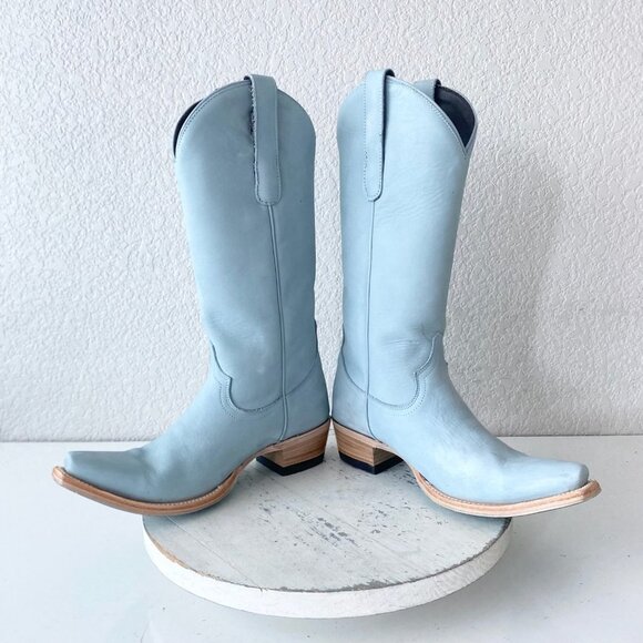 Lane EMMA JANE Womens Cowboy Boots 6.5 Western Light Blue Cowgirl Mid Calf Tall - Picture 7 of 11
